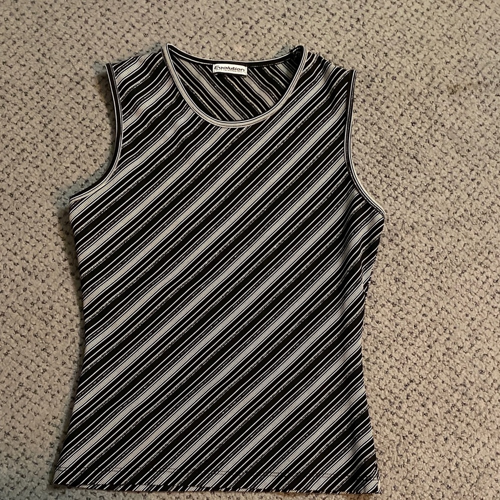Evolution Not Revolution Diagonal Striped Tank Top - image 1